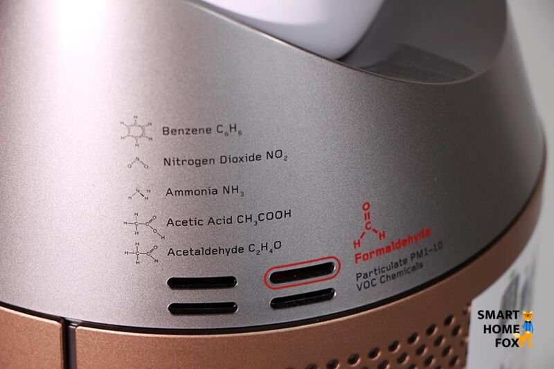 Die 4 Einlässe zu den Luftqualitäts-Sensoren vom Dyson Purifier Cool Formaldehyde TP09 Luftreiniger und Turmventilator.